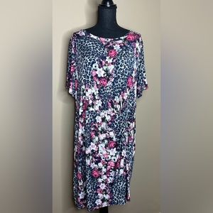 3XL NWT Leopard and Floral Side-Knot Dress